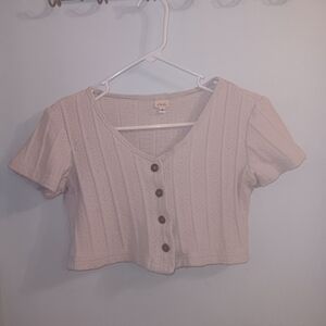 d'knits Vintage buttoned Crop Top Sweater Baby Blue